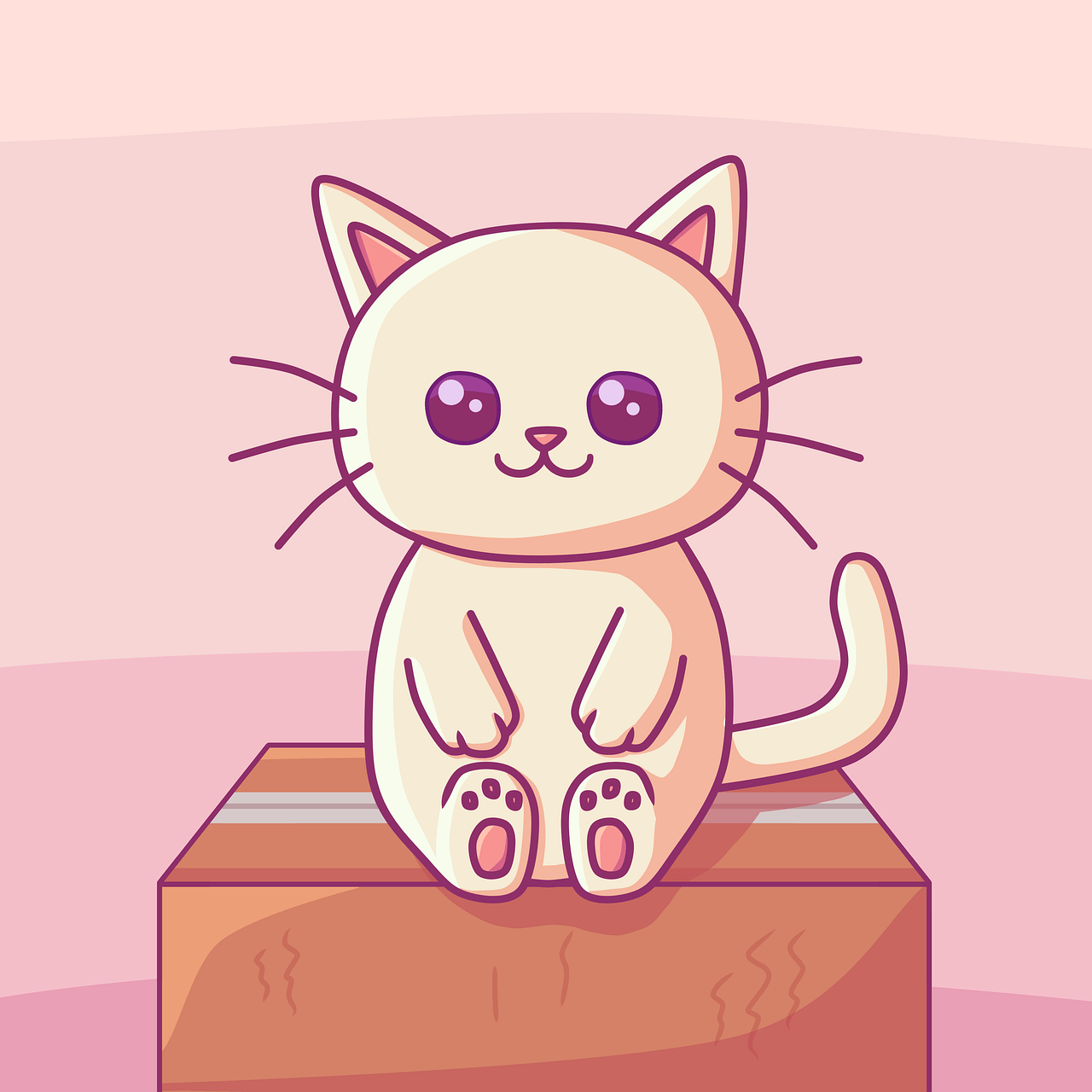 animation of a smiling and happy cat